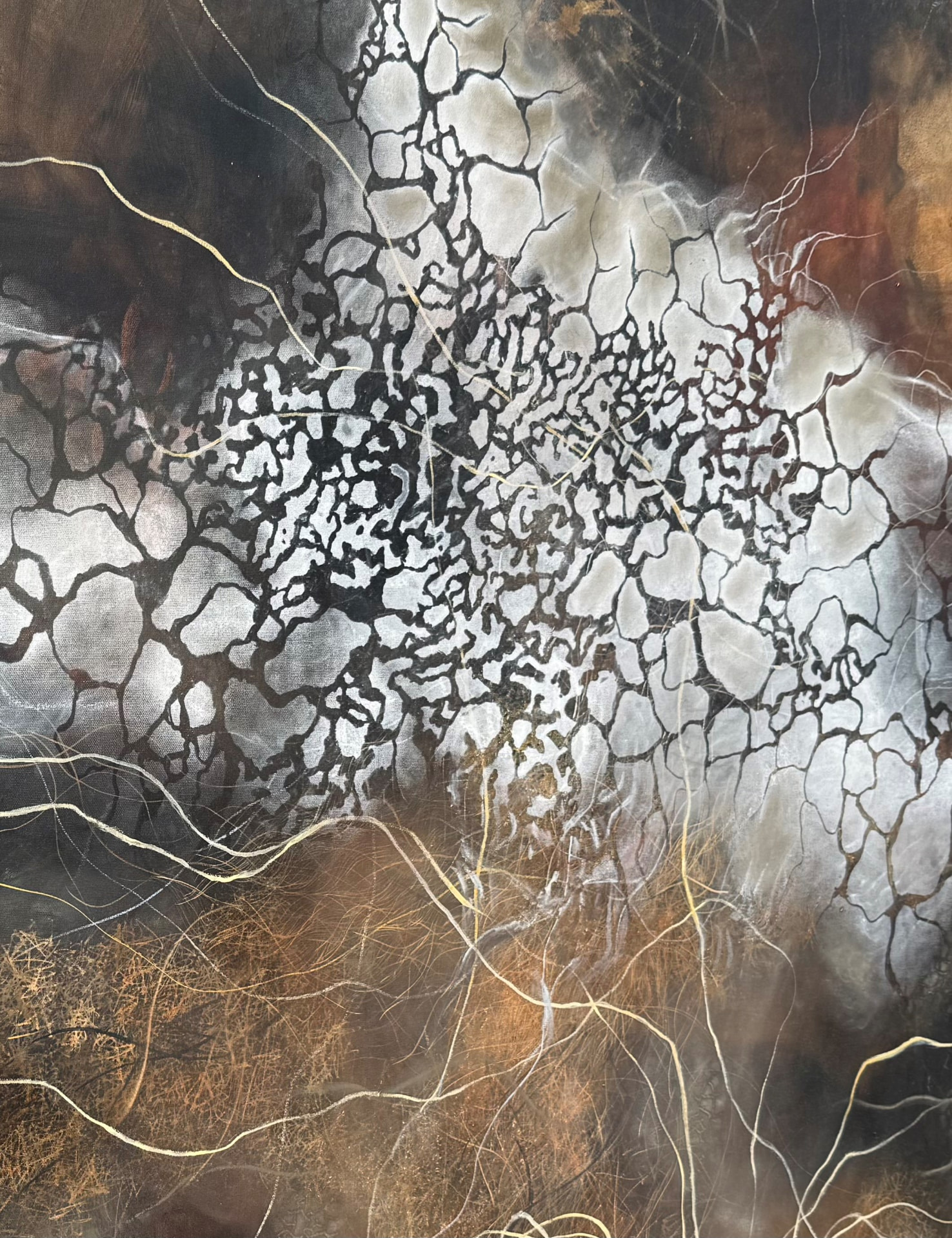 Anya Kalsi, Organic Forms Triptych, 2026, detail of one panel