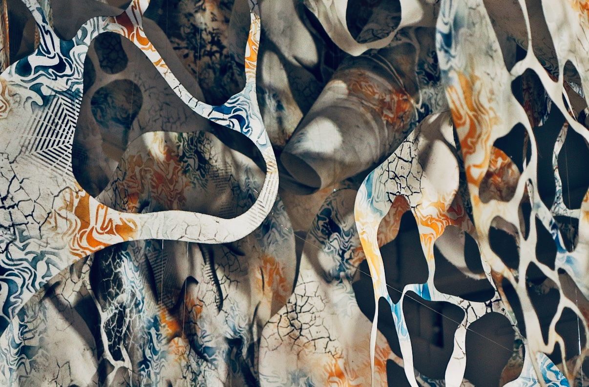 Installation detail, colour work, Emerging Perspectives
