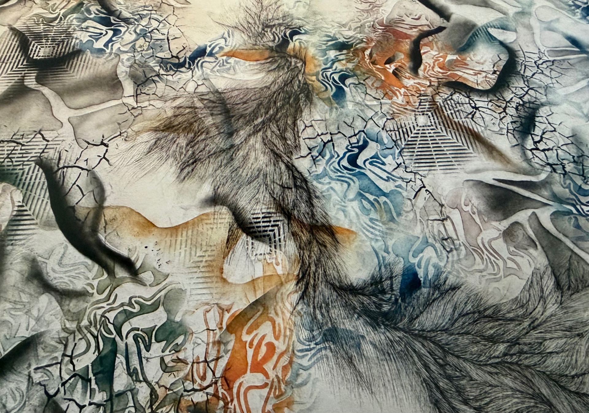 Postcard of Anya Kalsi, Chromatic Bloom, drawing piece (detail), 2025