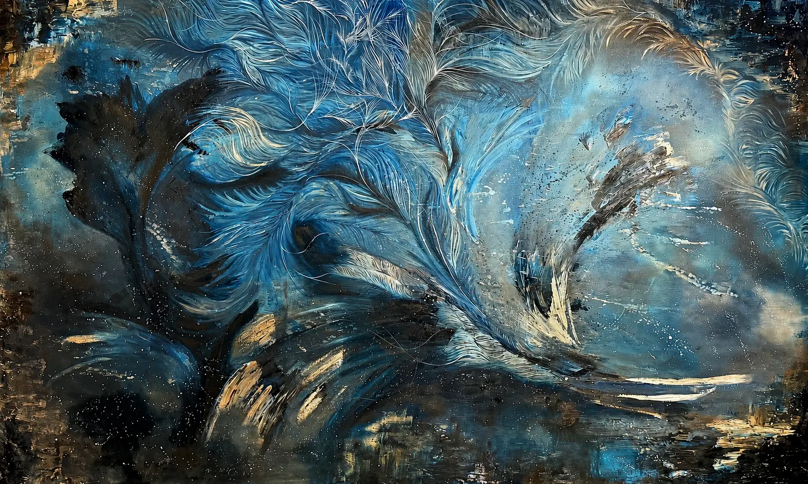 Anya Kalsi, Blue Feather, 2022, oil paints on canvas