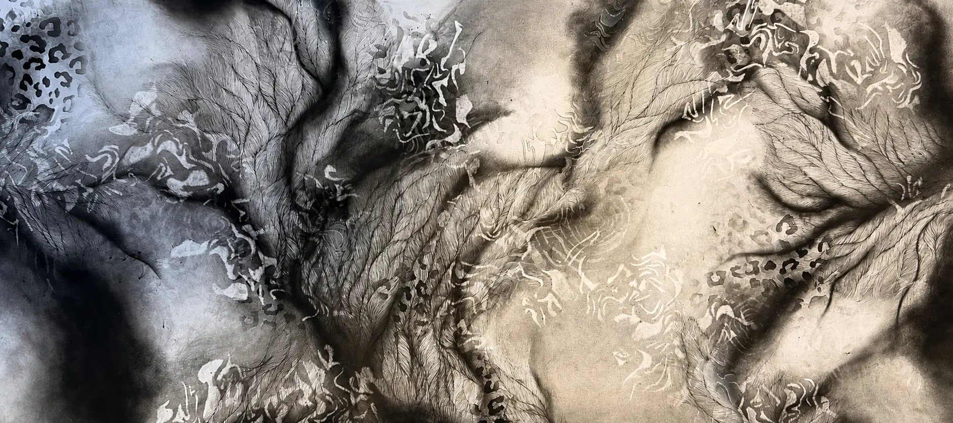 Anya Kalsi, Entangled Echoes, 2026, graphite, charcoal and fine liner on paper
