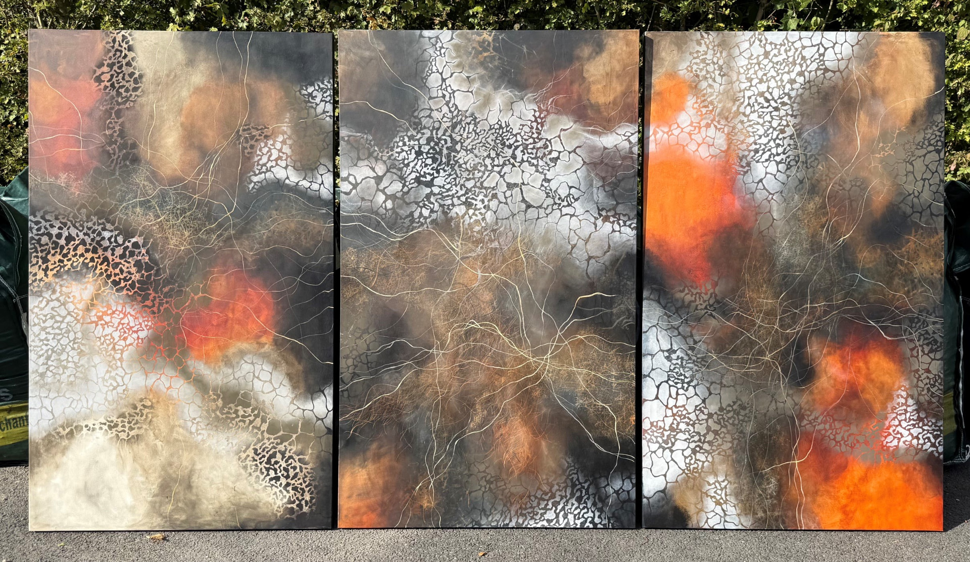 Anya Kalsi, Organic Forms Triptych, 2026, oil paintings, set of three