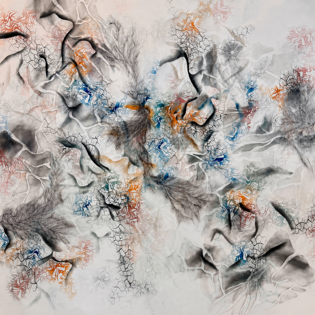 Anya Kalsi, Chromatic Bloom, 2025, graphite, charcoal and fine liners on paper